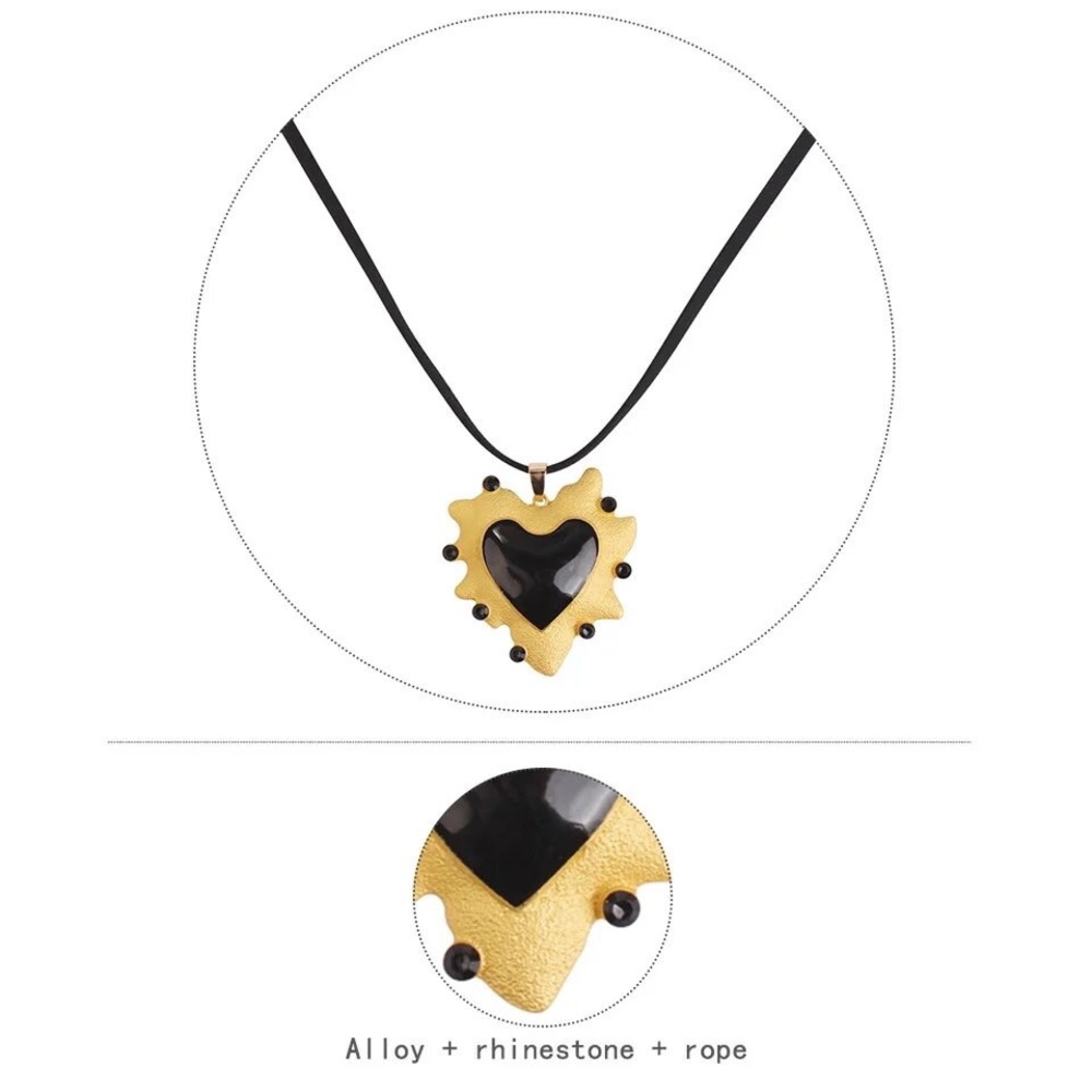 Zara Heart Of Gold Charm Baroque Black Bead Necklace